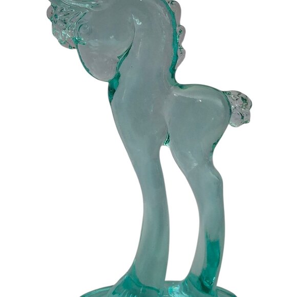 Vintage Aqua Glass Trojan Horse Figurine • UV Reactive Glow Glass - Picture 3 of 7